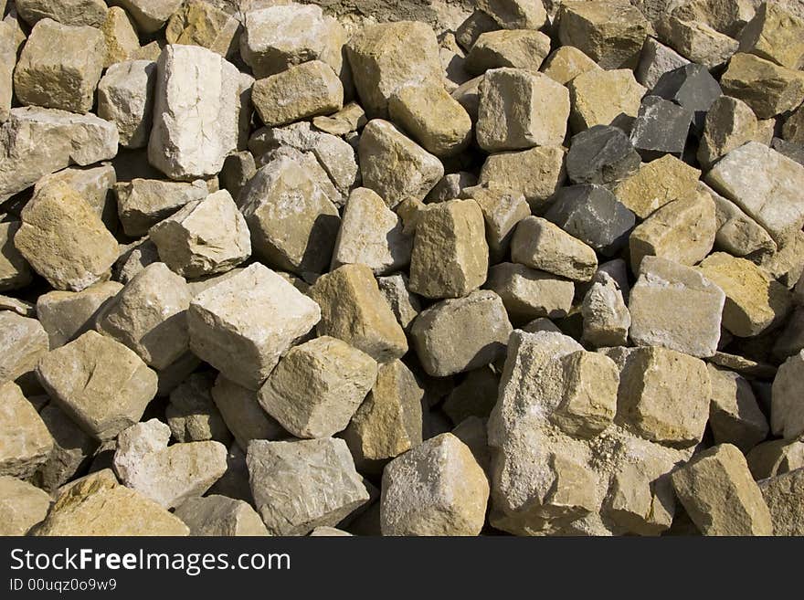 Detail of a pile of street cobbles