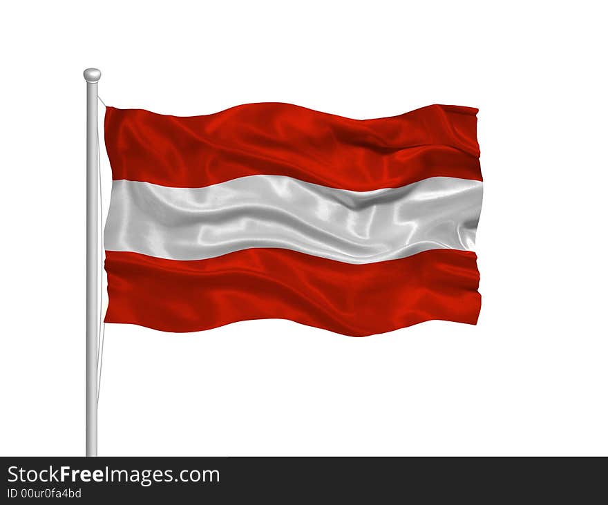 Illustration of waving Austrian flag on white. Illustration of waving Austrian flag on white