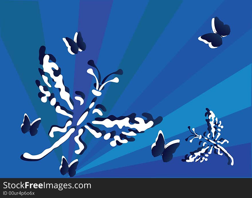 Butterfly on abstract blue background