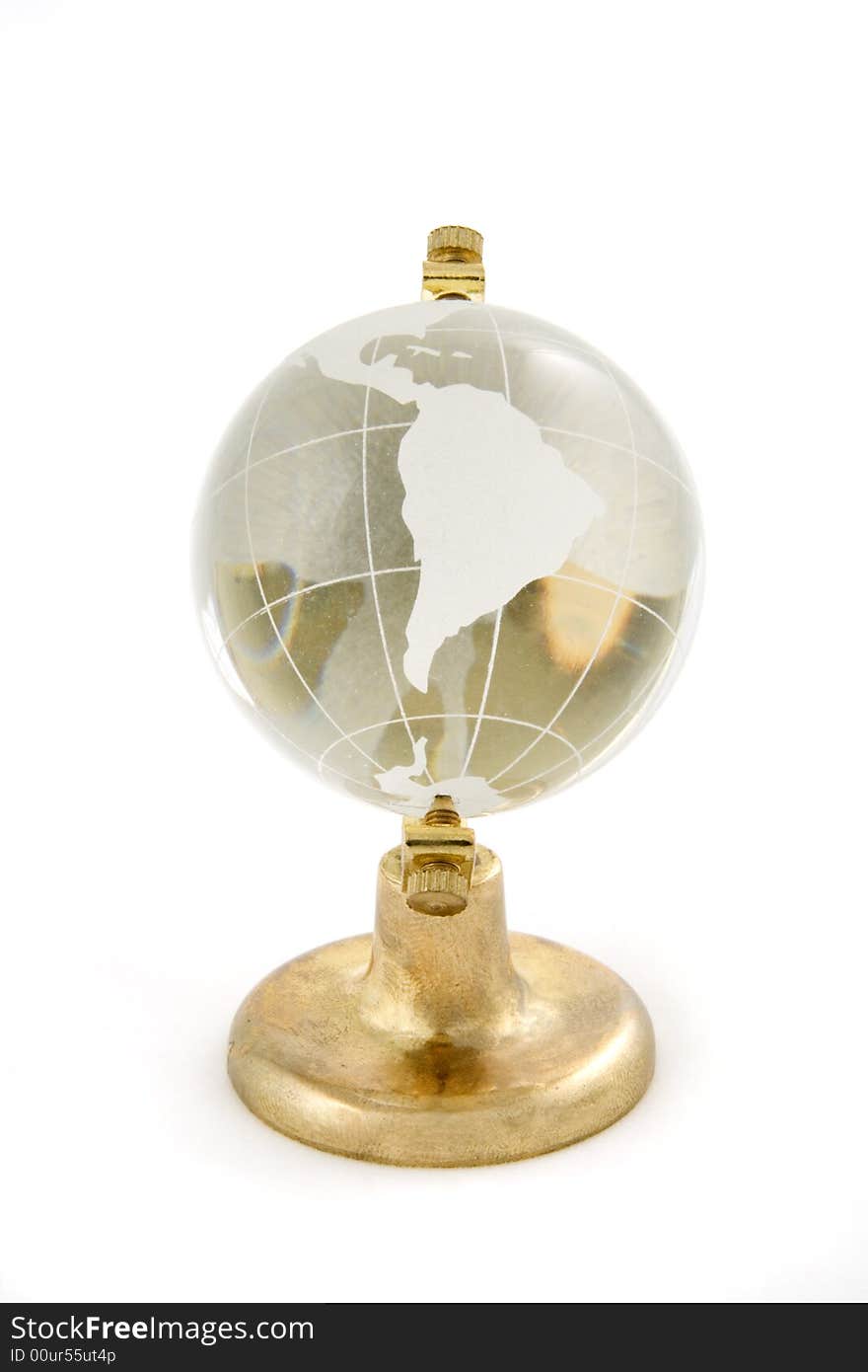 Glass globe on metal stand