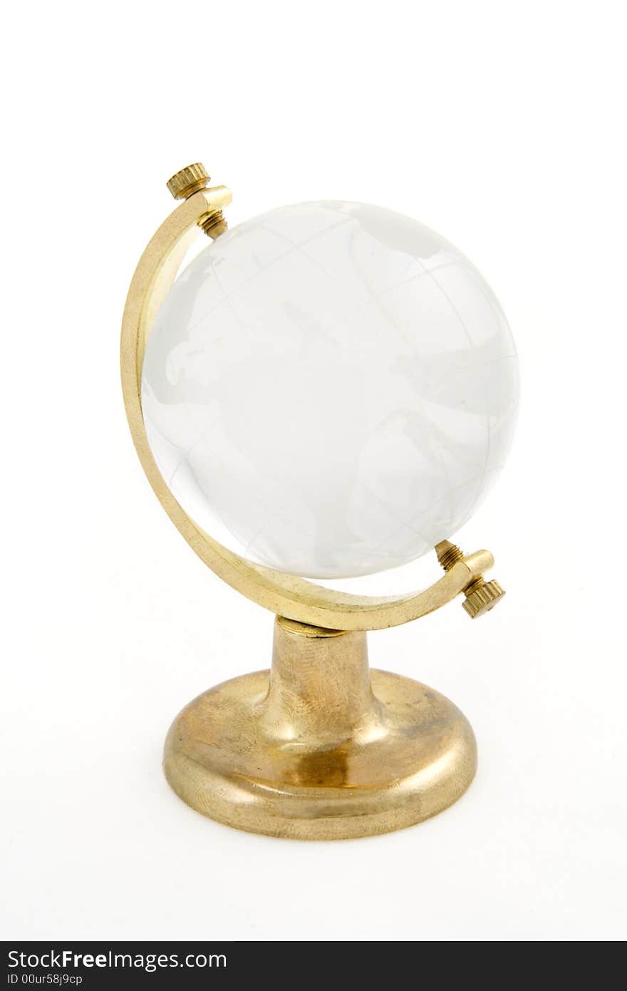 Glass globe on metal stand