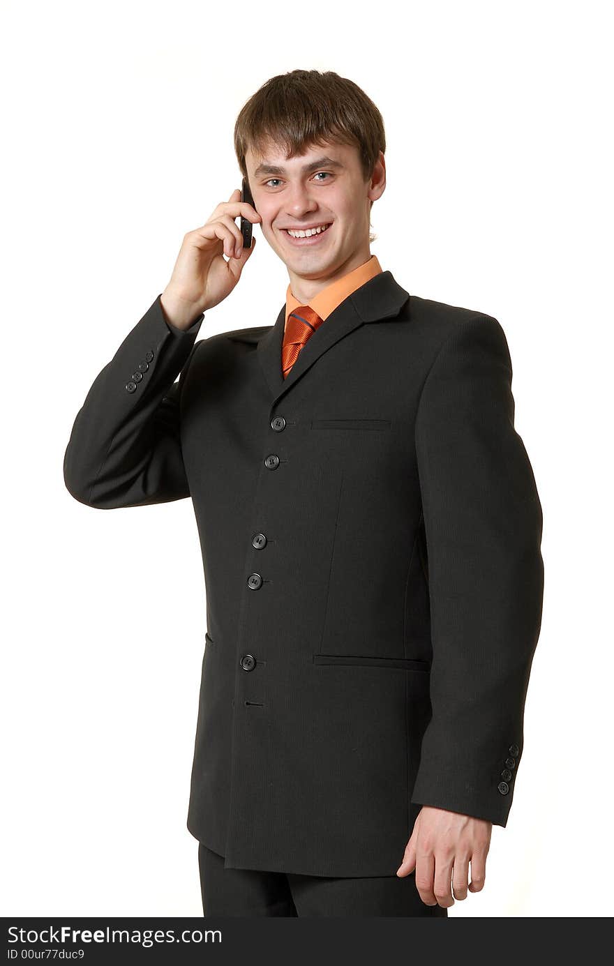 Portrait of successfull handsome man being on the phone. Portrait of successfull handsome man being on the phone