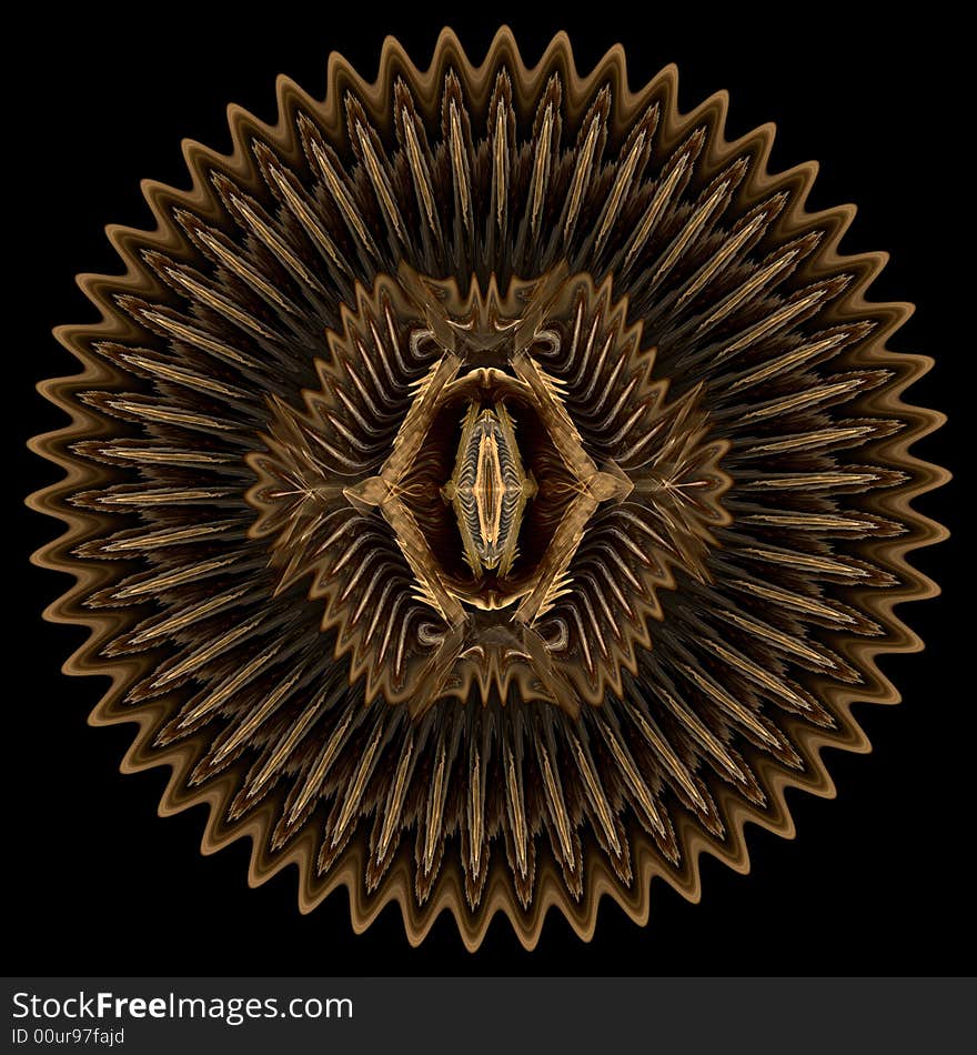 Abstract fractal image resembling a carved wood decorator plate