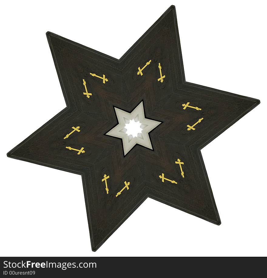 Abstract six-final star with patterns.