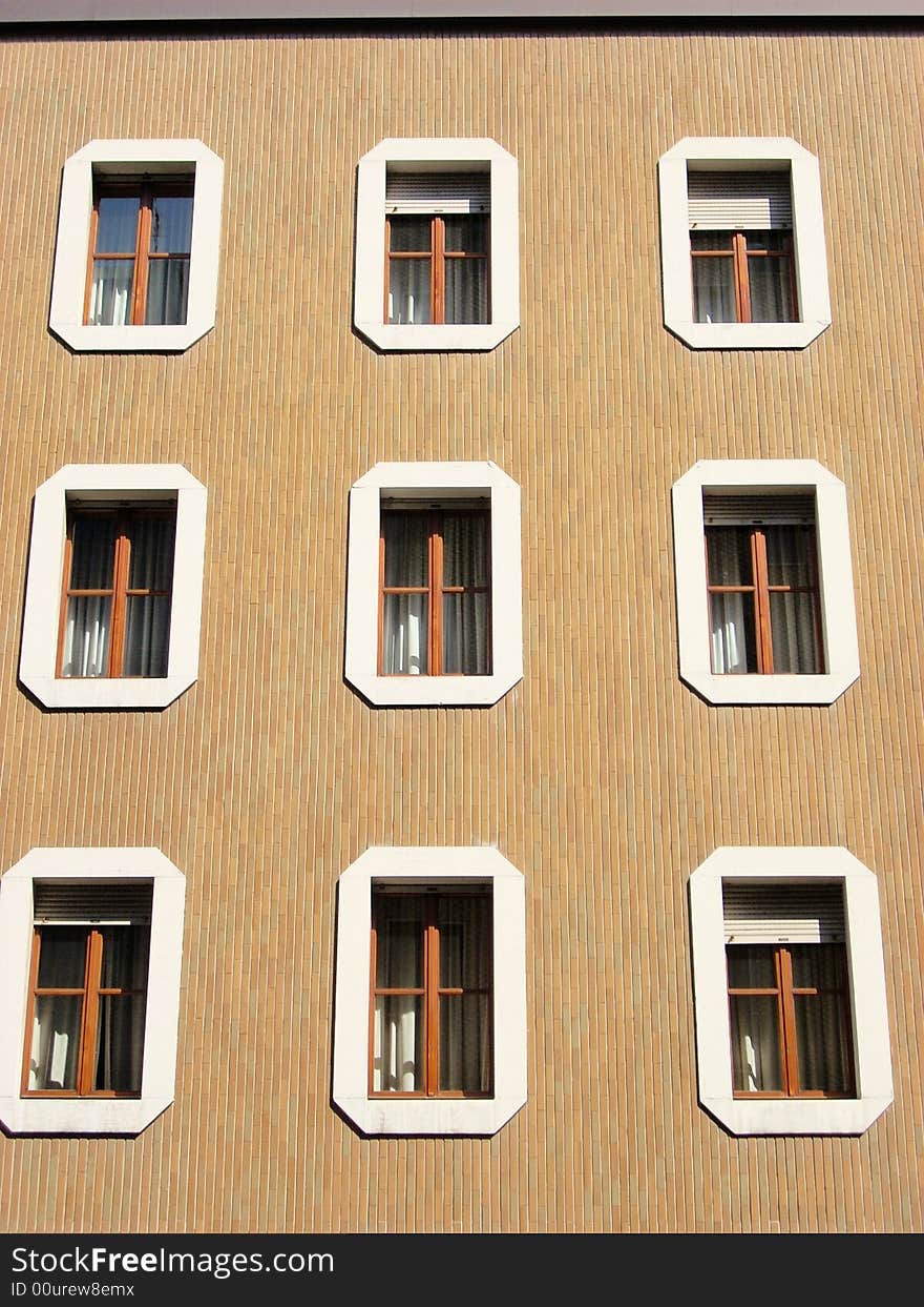 Some windows of an important hotel in Milan. Some windows of an important hotel in Milan