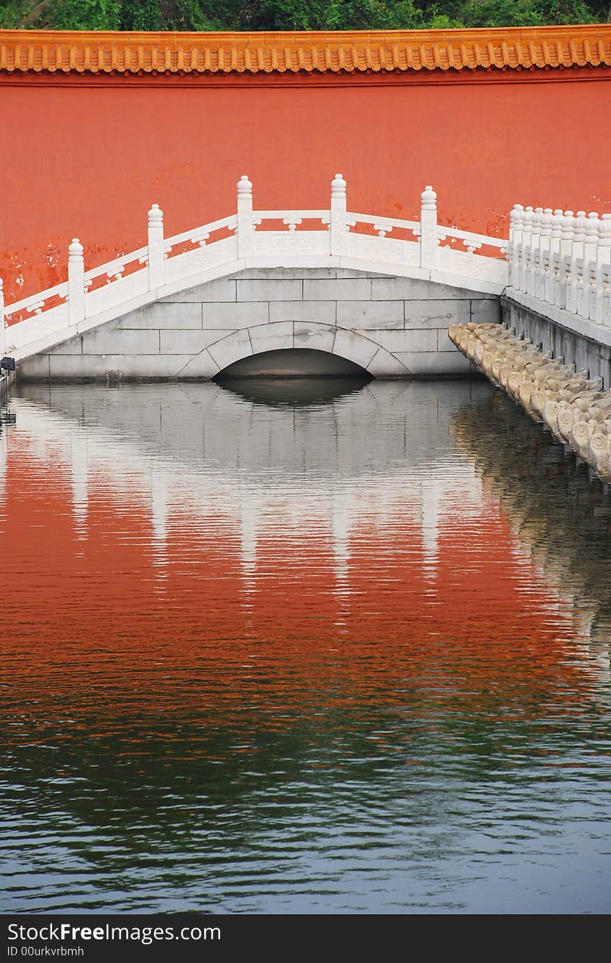 The white marble bridge and moat in the Forbidden city ,Nanjing. The white marble bridge and moat in the Forbidden city ,Nanjing.