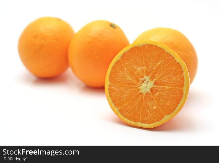 Oranges on a white background.