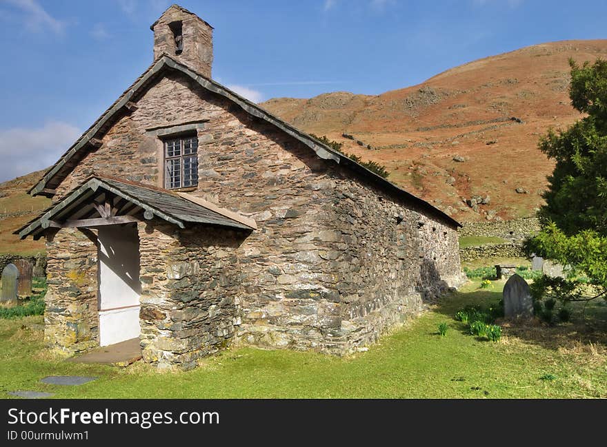 A view of Martindale Chapel in the English lake District