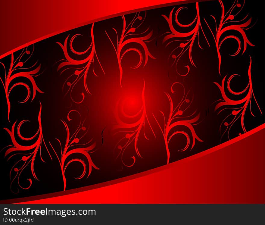 Cool red vector design with floral ornament, editable vector illustration, look for more great images in my gallery