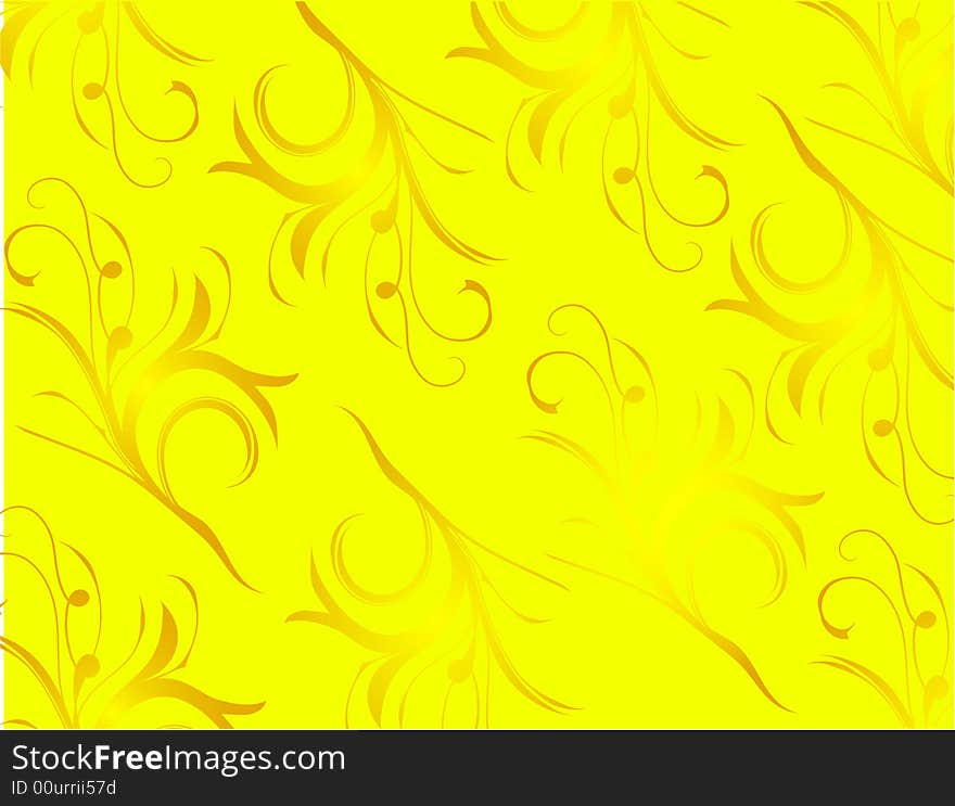 Yellow background made of floral elements, editable vector illustration, look for more great images in my gallery