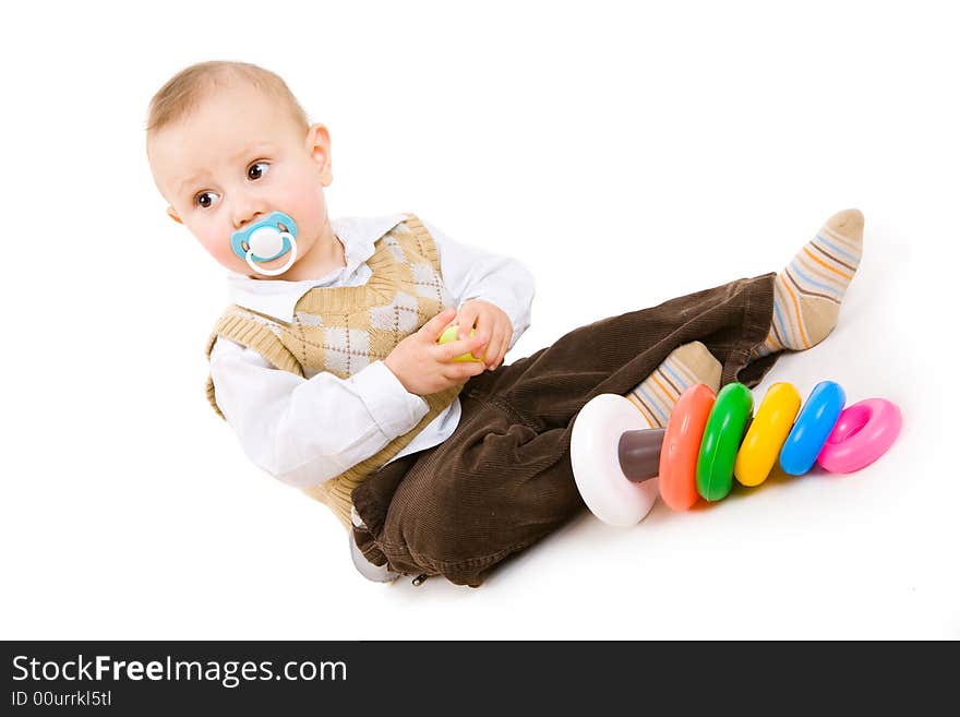 Small boy with pyramid in hands. Small boy with pyramid in hands