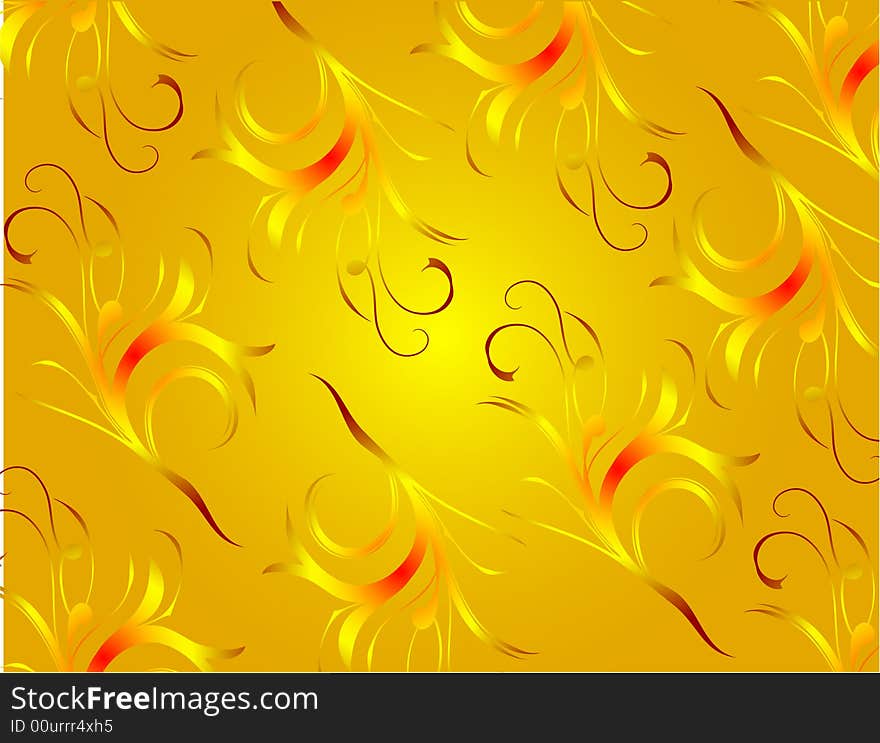 Yellow background made of floral elements, editable vector illustration, look for more great images in my gallery