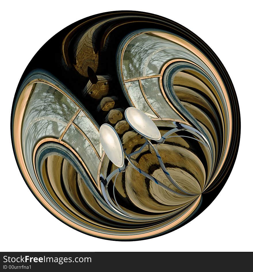 Abstract figure inside of circle.