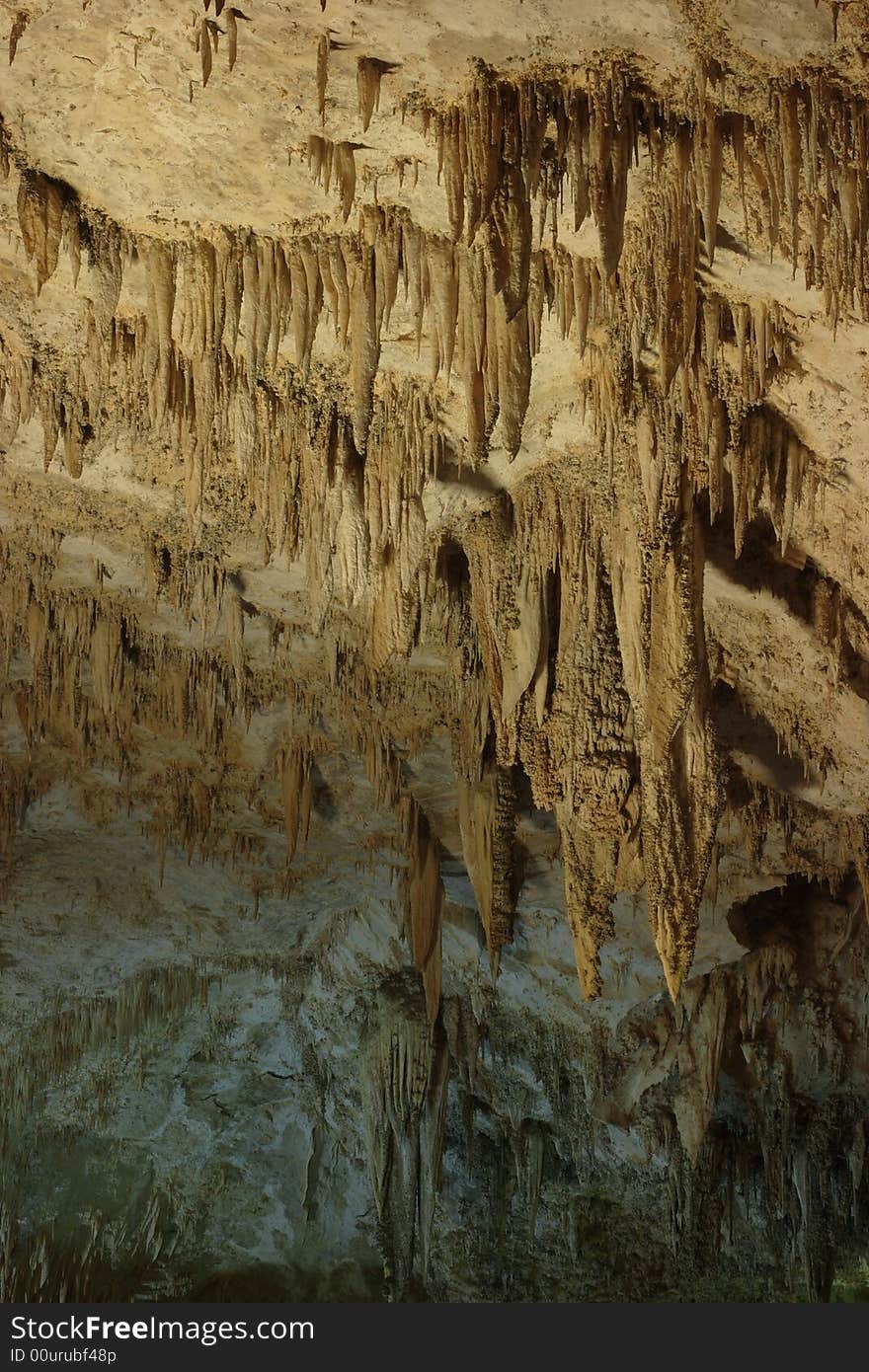 Stalactites of the Green Lake Room - Carlsbad Caverns National Park. Stalactites of the Green Lake Room - Carlsbad Caverns National Park