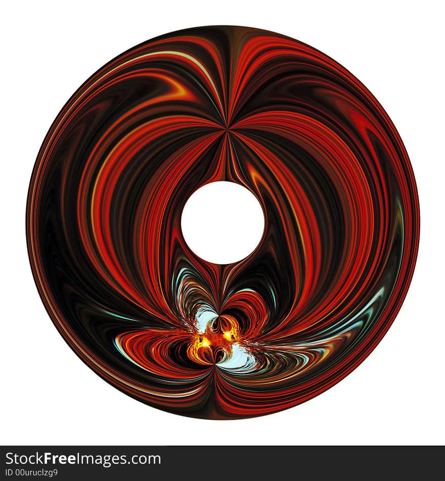 Abstract figure inside of circle.