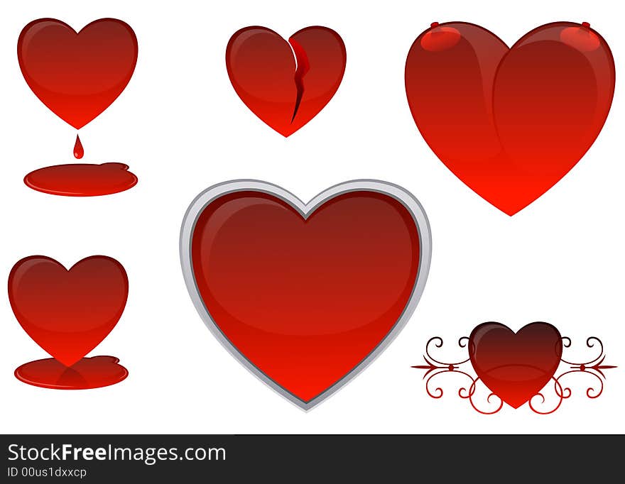 Hearts On A White Background