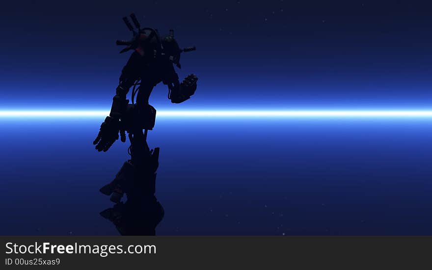 Cgi render of cartoon robot