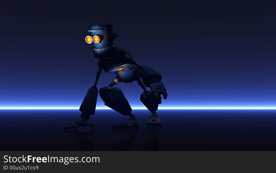 Cgi render of cartoon robot