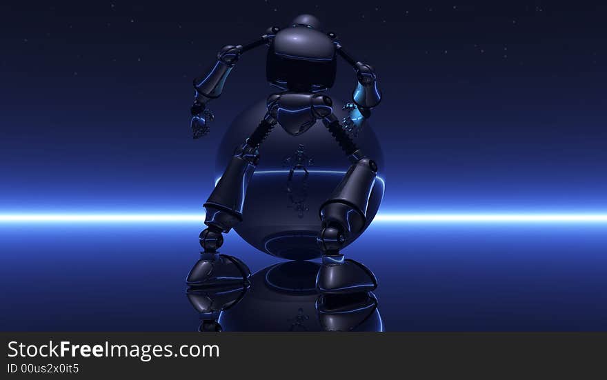 Cgi render of cartoon robot