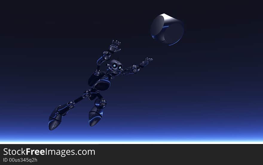 Cgi render of cartoon robot