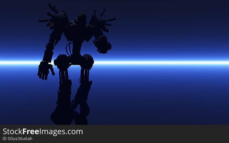 Cgi render of cartoon robot