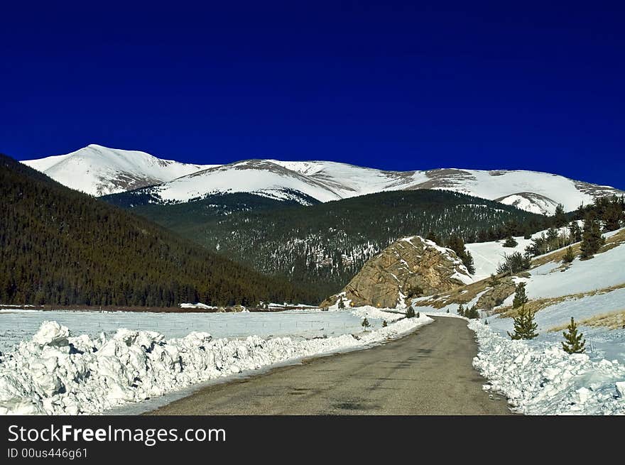 A Snowy Road in Colorado during Winter