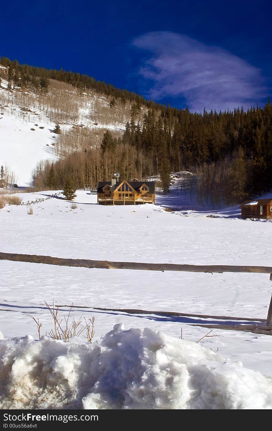 Log Cabin Mansions In Snow in Colorado