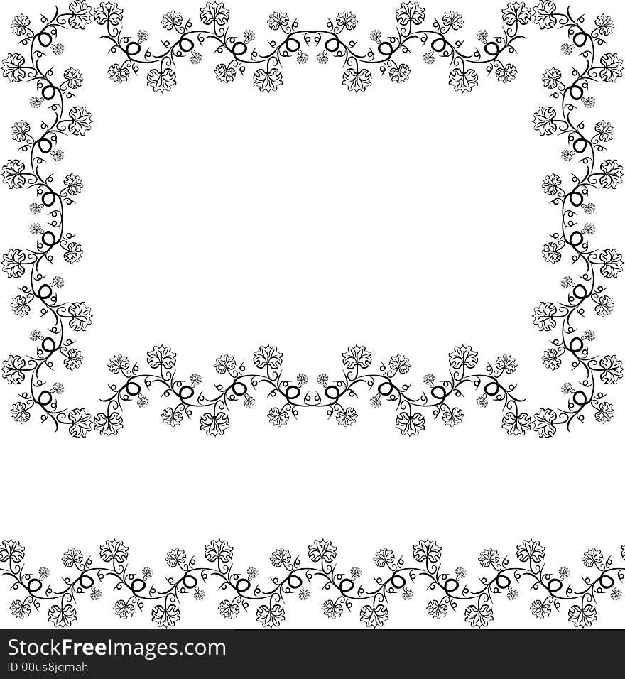 Floral design frame and border