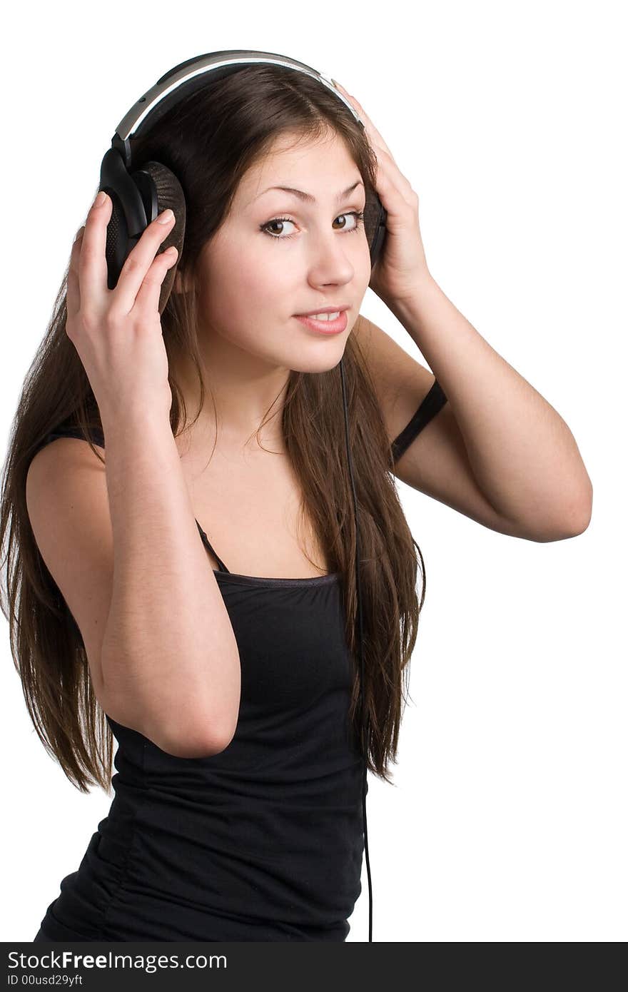 Beautiful woman listening to music. Beautiful woman listening to music