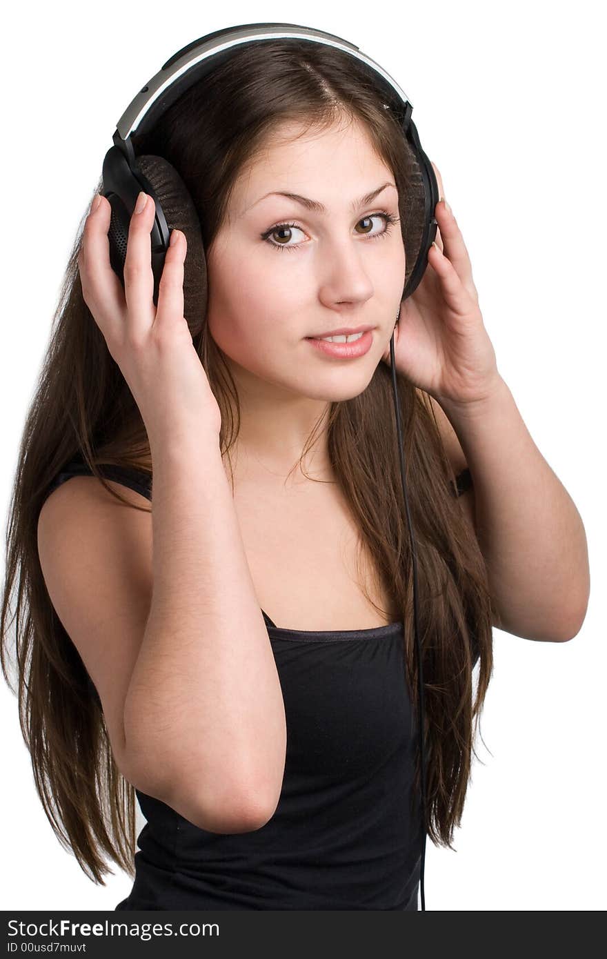 Beautiful woman listening to music. Beautiful woman listening to music