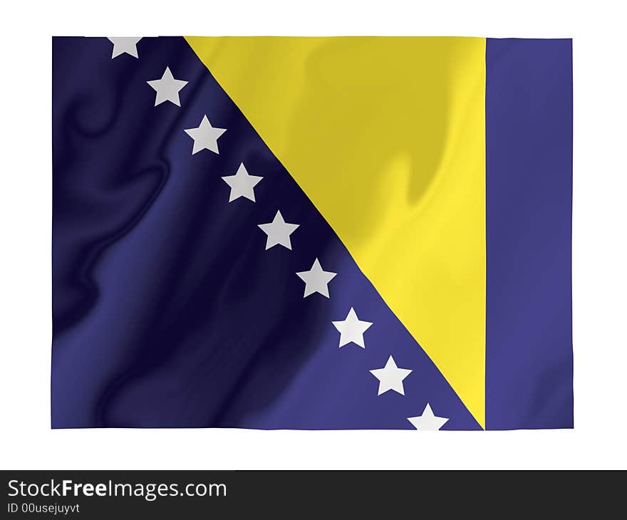 Fluttering image of the Bosnian national flag. Fluttering image of the Bosnian national flag