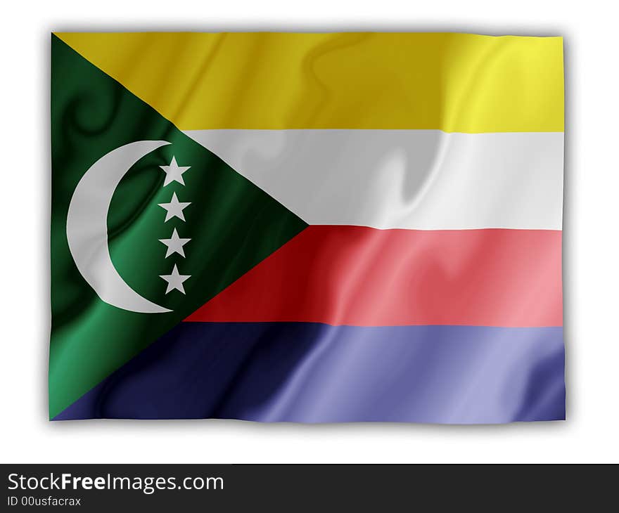 Fluttering image of the Comoros national flag. Fluttering image of the Comoros national flag