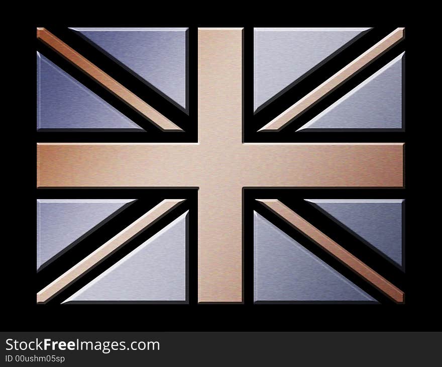 Illustration of brushed metal effect British flag. Illustration of brushed metal effect British flag