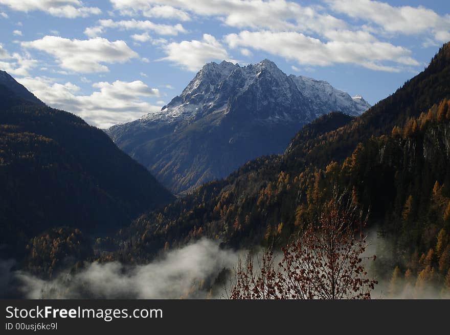 The Alps are a mountain system located in south-central Europe, to the immediate north of the Mediterranean Sea.