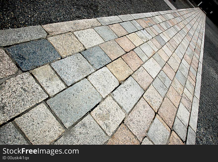 Rock pavement to temple. Kyoto, Japan