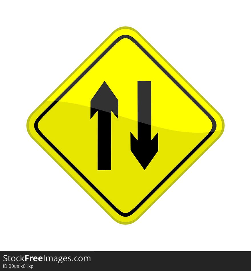 Vector illustration of a glossy warning sign of two arrows. Vector illustration of a glossy warning sign of two arrows