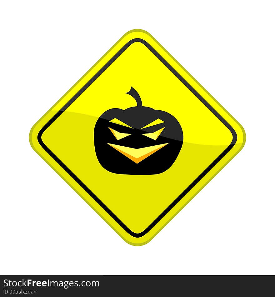 Vector illustration of a glossy warning sign of a pumpkin. Vector illustration of a glossy warning sign of a pumpkin