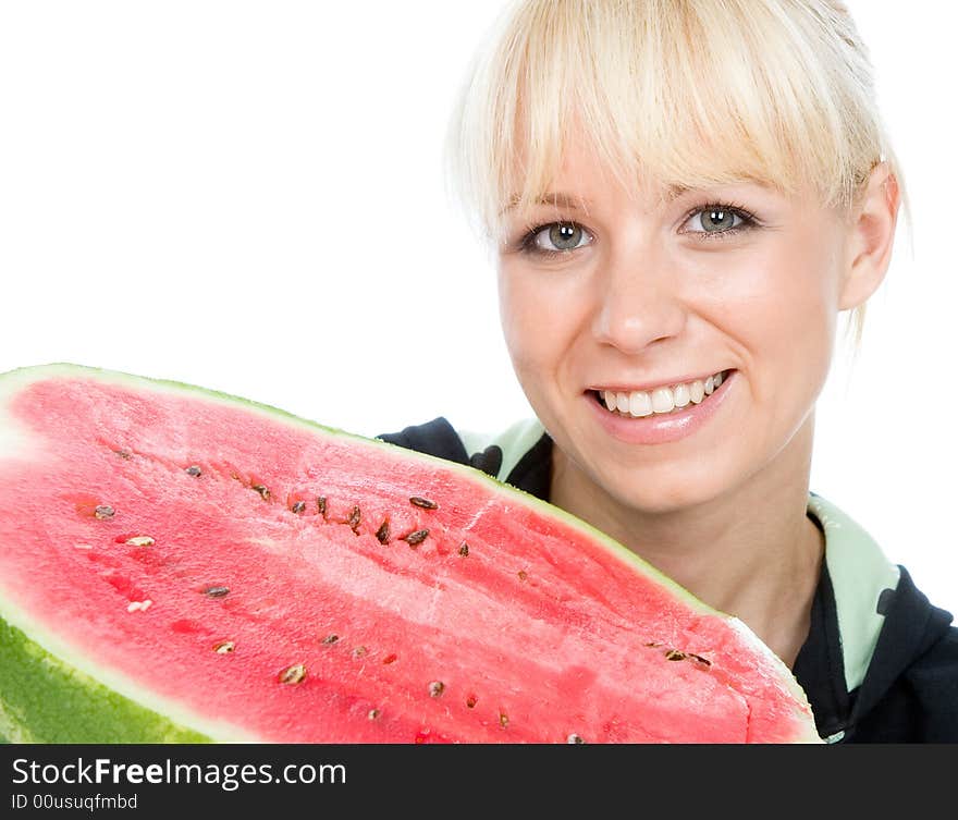 fruit-grower hold on a water-melon