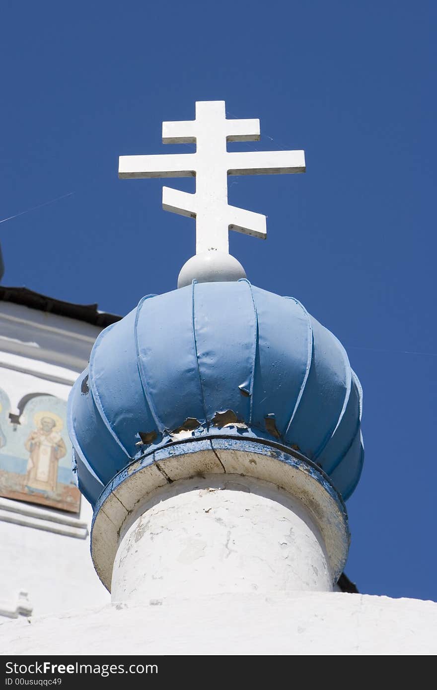 Orthodox cross under the cloud sky in Kazan / Tatarstan. Orthodox cross under the cloud sky in Kazan / Tatarstan