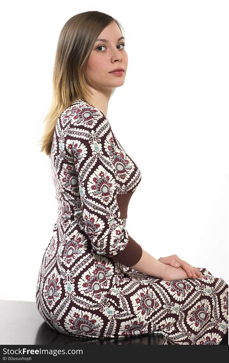 Portrait of the woman on a white background