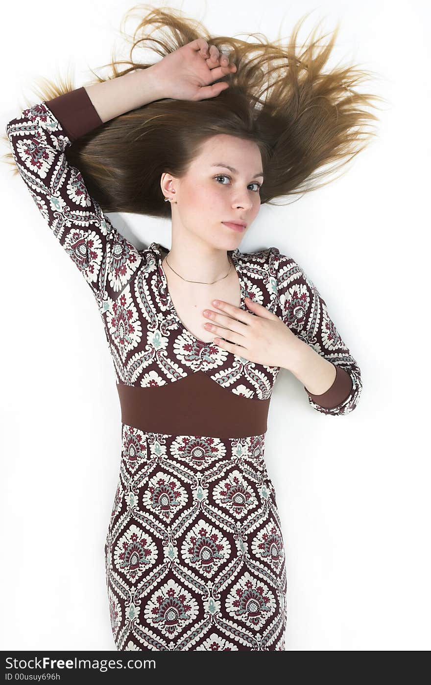 Beautiful woman on a white background