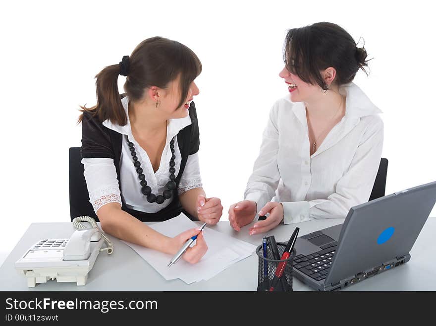 Business women  working on isolated background