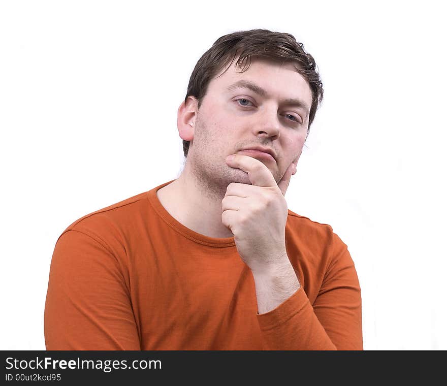 Portrait of a thinking men, isolated on white background. Portrait of a thinking men, isolated on white background.