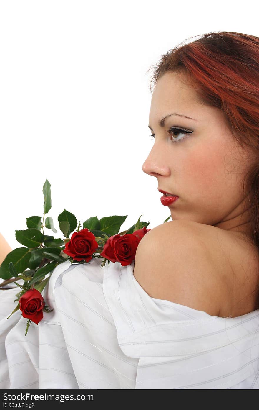 young girl with roses. young girl with roses