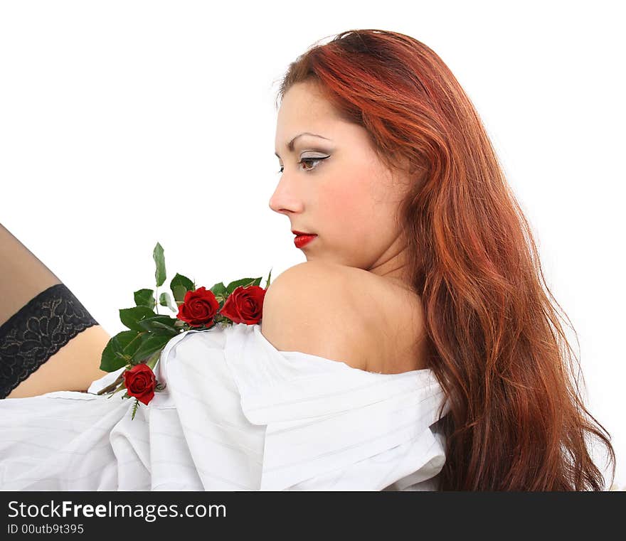 Sexy young girl with roses. Sexy young girl with roses