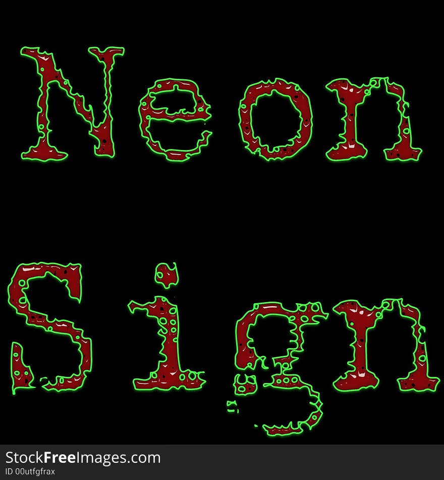 Neon Sign word red and neon green coloring