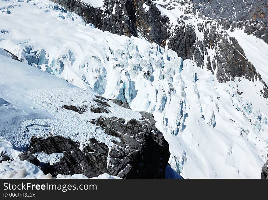 On elevation 4500 meter Yulong snowy mountain glacier, located at the Lijiang Yunnan China