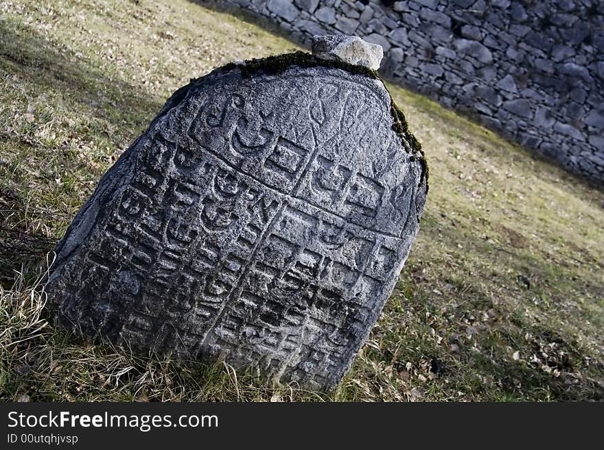 The old jewish tombstone - czech republic. The old jewish tombstone - czech republic