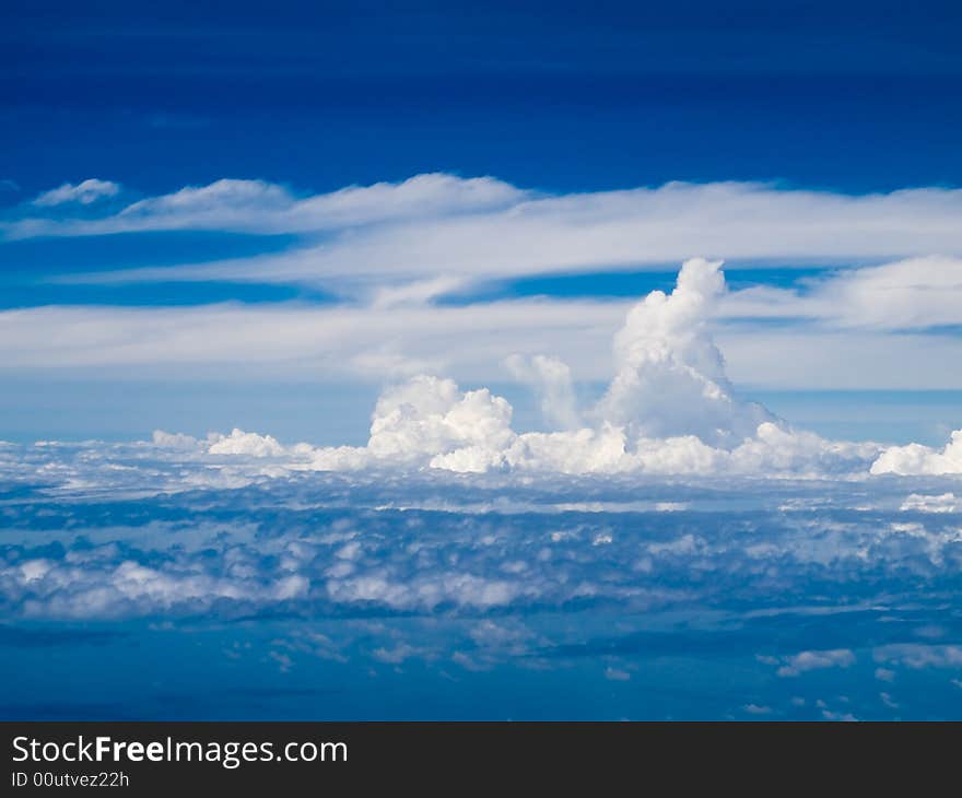 Cloudscape taken from an jet aircraft's window at about 35,000 feet. Cloudscape taken from an jet aircraft's window at about 35,000 feet