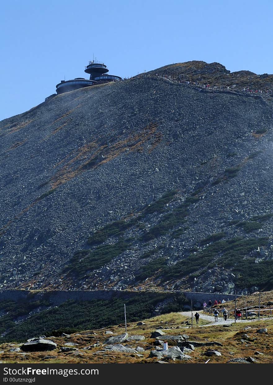 View on the slope of the mountain and touristic route.